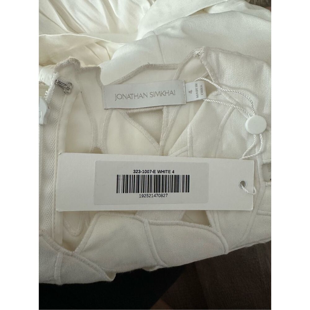 NWT SIMKHAI White Jilly Abstract Embroidery Short Sleeve Midi Dress US 4 $395 - Picture 10 of 10